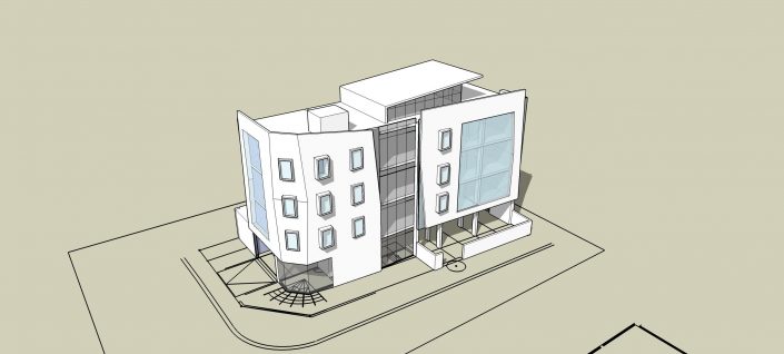 Overview of apartment building